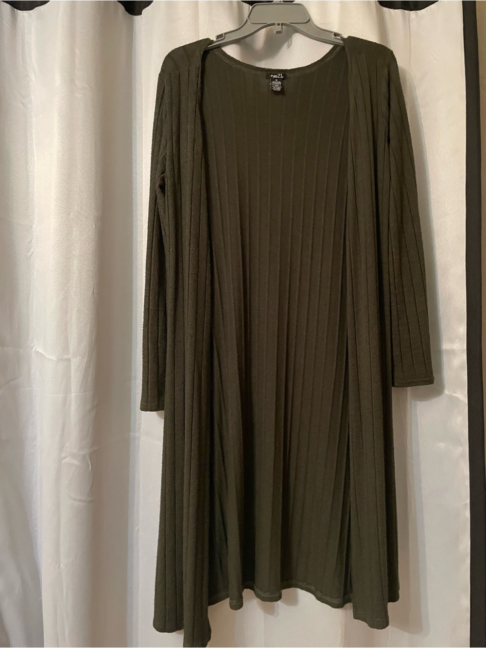 Rue21 Olive Green Ribbed Long cardigan